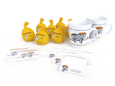 Werbemittel mit Illustrationen | Mia Carlo Werbemittel mit Illustrationen | Tassen | Stressbälle | Aufkleber | Notizblöcke